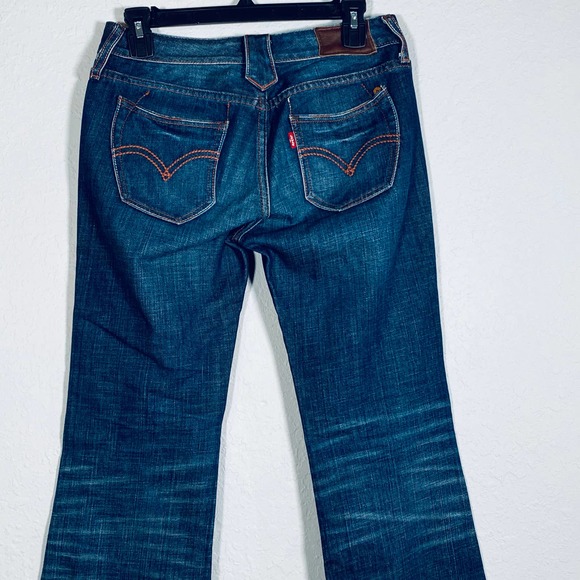 Levis Women's Blue Copper Button Rivets Ankle Wide Leg Jeans Sz 27 - Picture 14 of 16